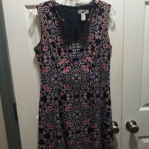 Sleeveless, back zip, A Frame, Floral/ Navy dress